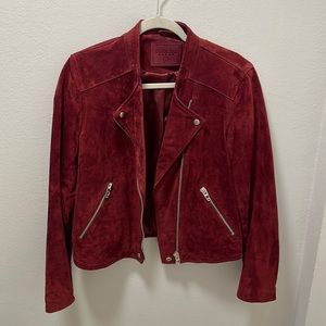 Burgundy Real Suede Leather Jacket